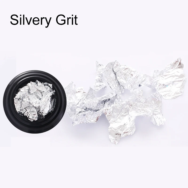 silvery grit 0,7 г цветная фольга, бумага для ногтей, блестящая пудра, неровная блестка, хлопья для ногтей, блестки, украшение для ногтей, Гель-лак, маникюр - Цвет: silvery grit
