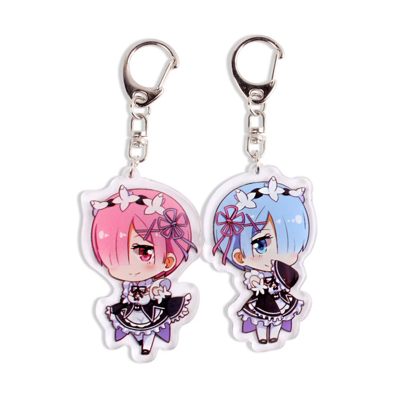 Брелок для ключей с аниме Re: жизнь в другом мире от нуля подвески Emilia Rem Ram