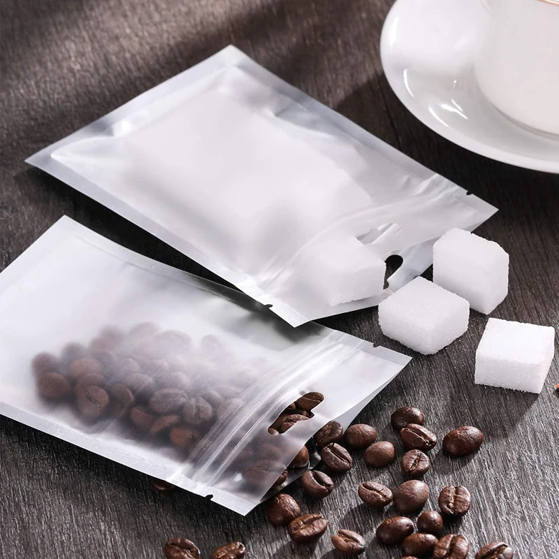 

200 Pieces Zipper Closure Bags Aluminum Foil Bags, Flat Metallic Mylar Foil Flat Closure Food Storage Bags Pouch (Black)