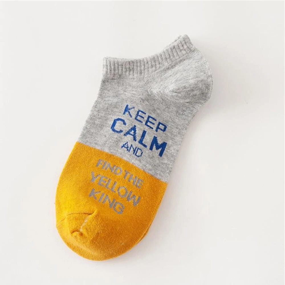 Модные хлопковые носки с надписью подходящие цвета короткие лодочки уличные