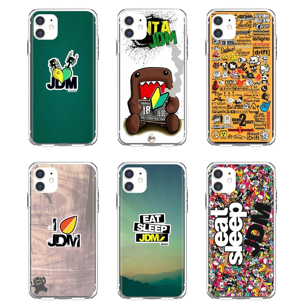 

Silicone Cover For Apple iPhone 10 11 12 Pro Mini 4S 5S SE 5C 6 6S 7 8 X XR XS Plus Max 2020 Pattern-Sticker-Bomb-eat-sleep-JDM
