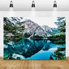 Laeacco природные фоны горы снег озеро дерево фотографические фоны для фотостудии