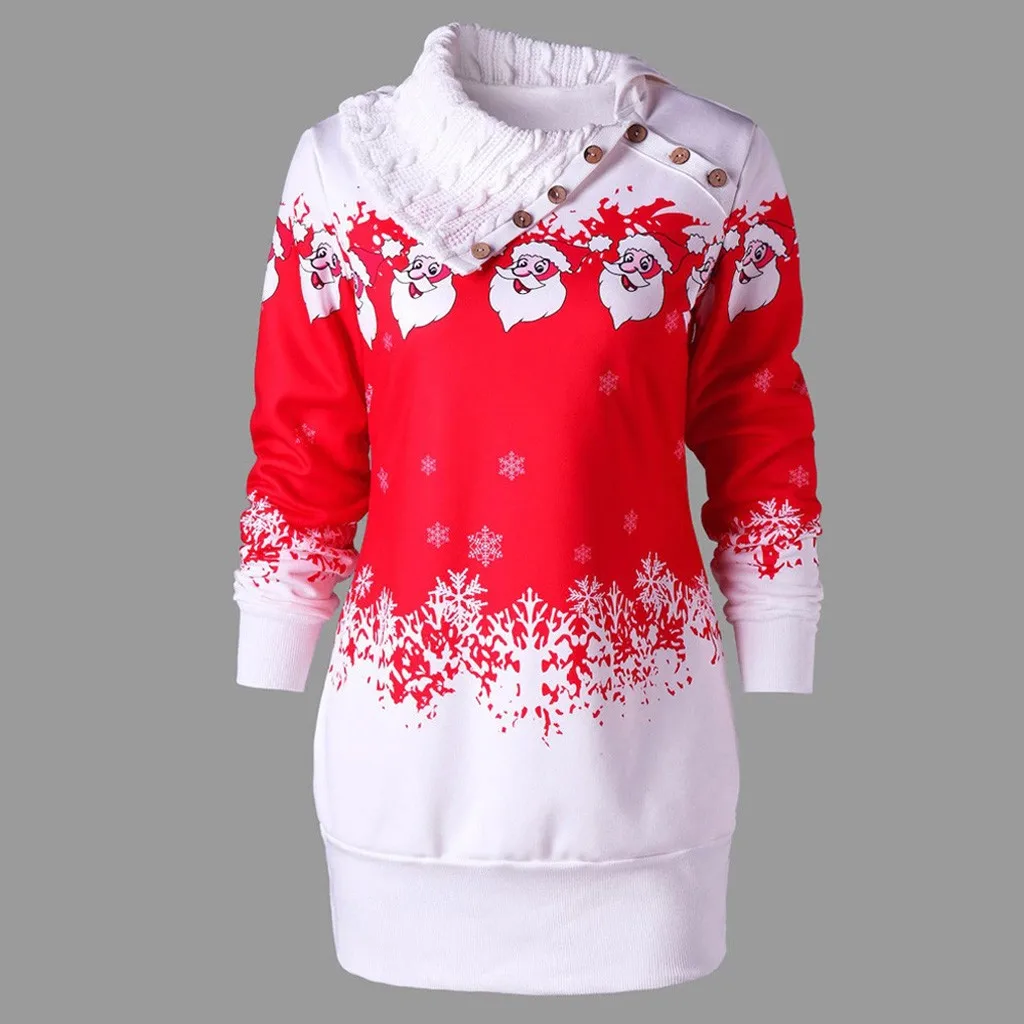 Женский пуловер Рождественская Толстовка с капюшоном размера плюс Санта Клаус