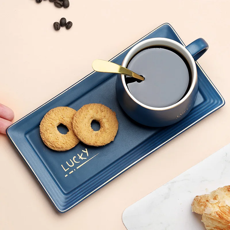 Креативная кофейная чашка и блюдце керамическая для завтрака молока