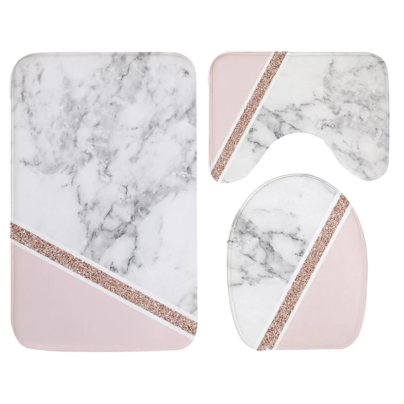 modern geometry bathroom bath mat set floor carpets in toilet lid cover wc rugs flannel anti skid washable tapis salle de bain free global shipping
