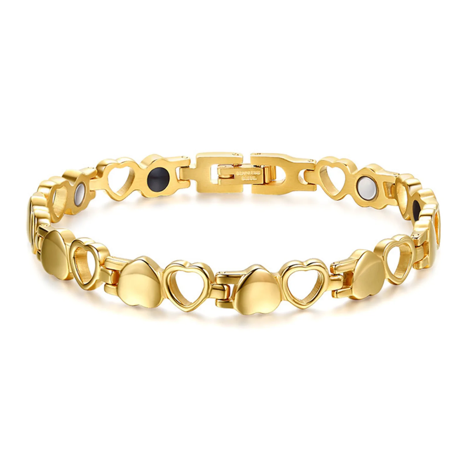 

Women`S Bracelet Fashion Titanium Steel Magnet Love Heart Ladies Jewelry Christensen 1223