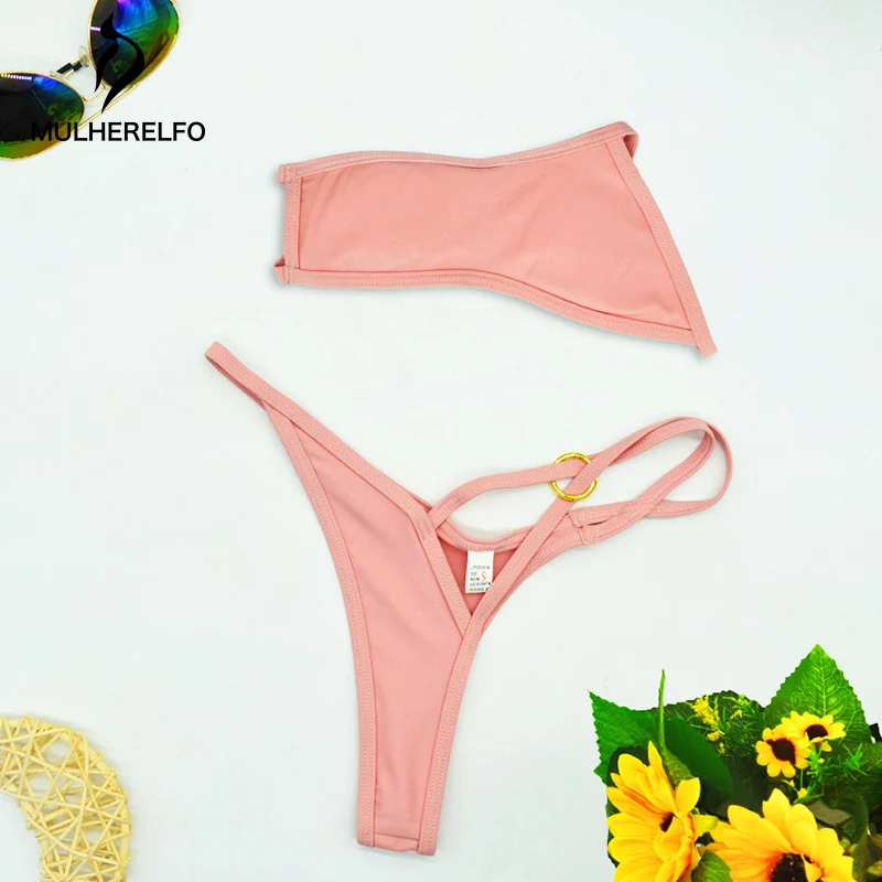 

Women Single Strap Tube Top Sexy Bikini Hollow Patchwork Split Swimsuit Holiday Push Up Underwear Female Swimwear Beachwear