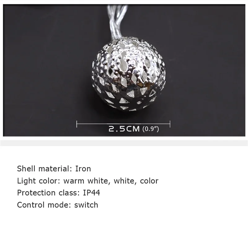 

OUFULA LED Light String Hollow Ball Christmas Ball Battery Box Romantic Holiday Decoration Lamp