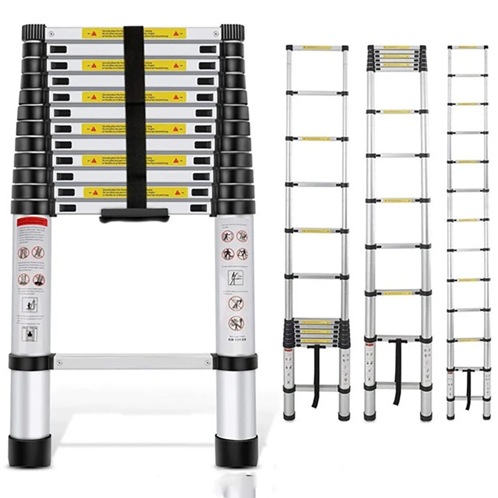 1.4m Thickened Multifunctional Telescopic Ladder Portable Home Aluminum Alloy Engineering Ladder Outdoor Lifting Bamboo Ladder