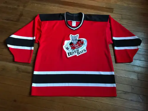 

Rare Vintage Vintage 90s Albany River Rats white red MEN'S Hockey Jersey Embroidery Stitched Customize any number and name