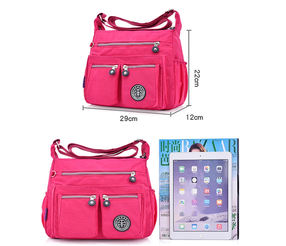 Женская нейлоновая сумка через плечо с несколькими карманами водонепроницаемая