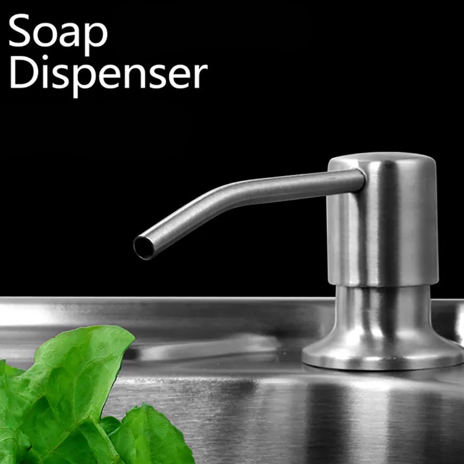 

300ML Kitchen Sink Soap Dispenser Brushed Stainless Steel Soap Bottle Bathroom Manually Press Soap Bottle Kitchen Accessories