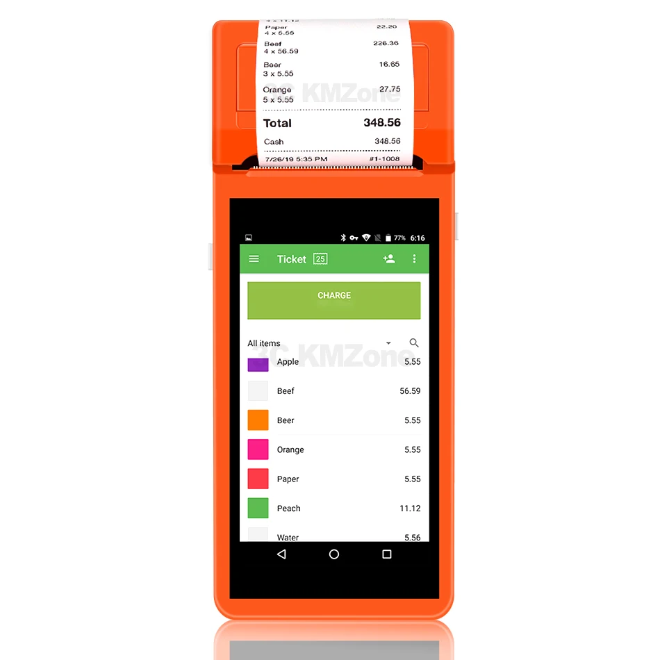КПК android 3g Pos терминал Системы 5,5 дюймов Дисплей мобильный портативный принтер 58mmSmart пос-терминал принтер Беспроводной Bluetooth - Цвет: Orange 3G