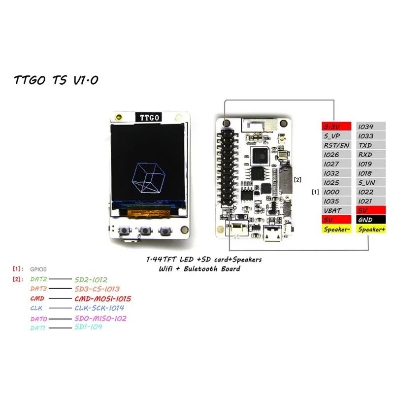 TTGO ESP32 TFT SD карта MPU9250 Bluetooth WiFi электронный модуль V1.4 с динамиками и 1 8 дюймовым