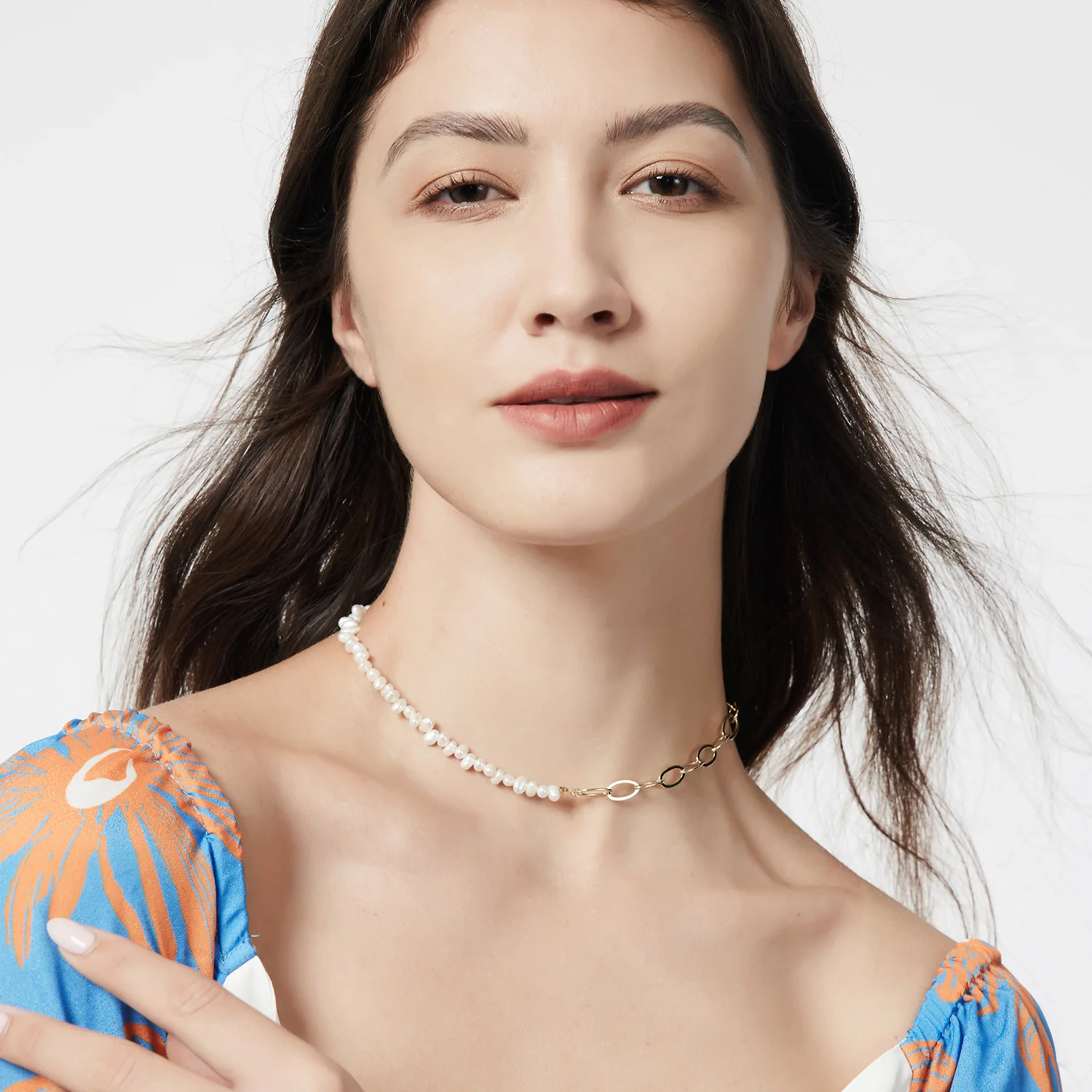 

Irregular Freshwater Pearl Chain Choker Necklace Women's Neck Bohemian Lariat Necklace Collar Fashion Jewelry Accessories Gifts