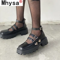 platform lolita shoes japanese style women soft leather heel shoes 2021 ladies college student black mary jane shoes goth punk