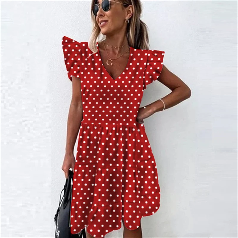 

Dresses For Women 2021 Summer Robe Femme Casual Party Dress Plus Size V Neck Blue Midi Beach Dress Vestido De Mujer Sukienki