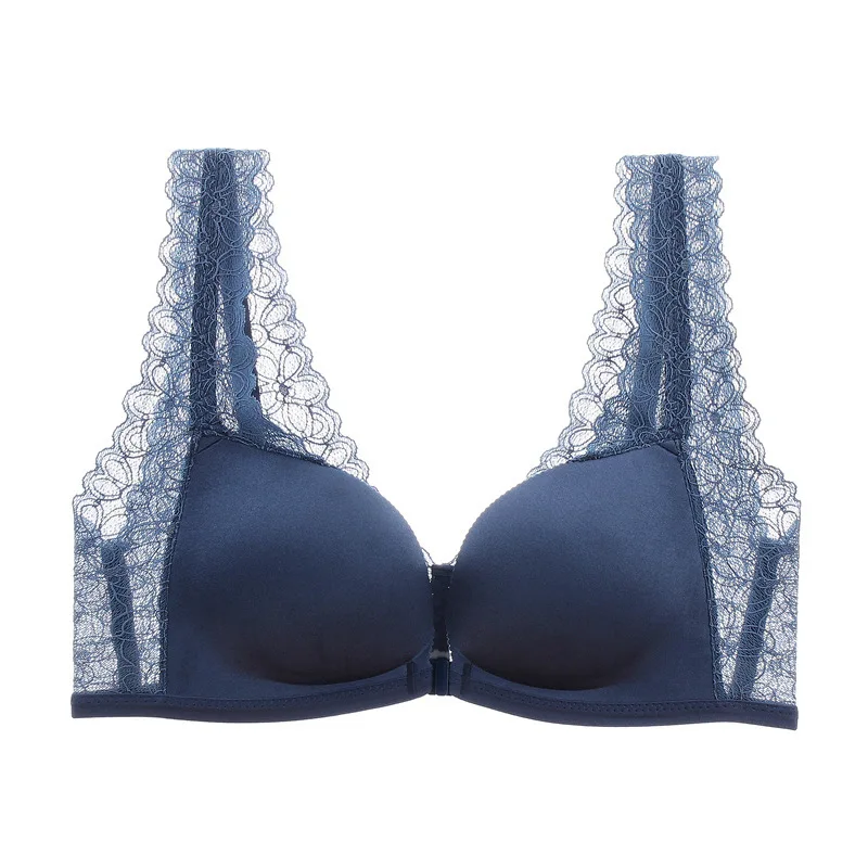 

Lace Wireless Bra Thin Cup Wide Strap Women Underwear Sexy Lace Vest Brassiere Femme Front Closure