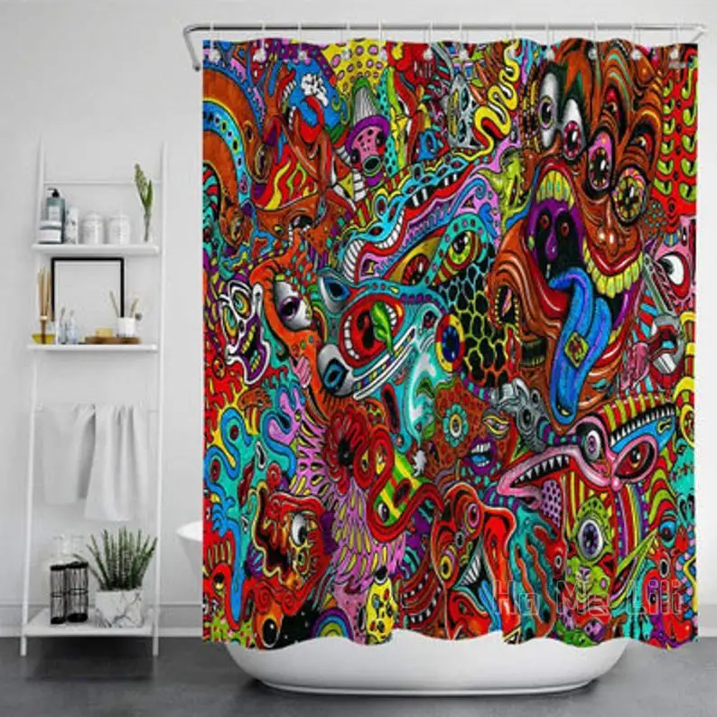 

Abstract Art Shower Curtain Rich Layers Of Color Decorative Personalized Bathroom Decoration