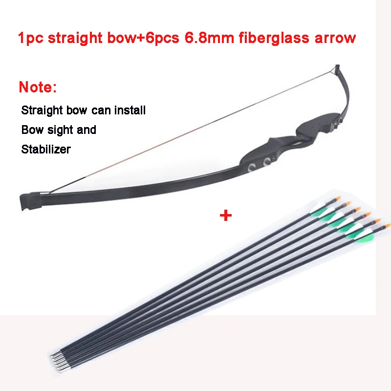 Прямой лук разделен на 40 фунтов правая рука с 6 шт. 8 мм Стекловолоконные стрелы