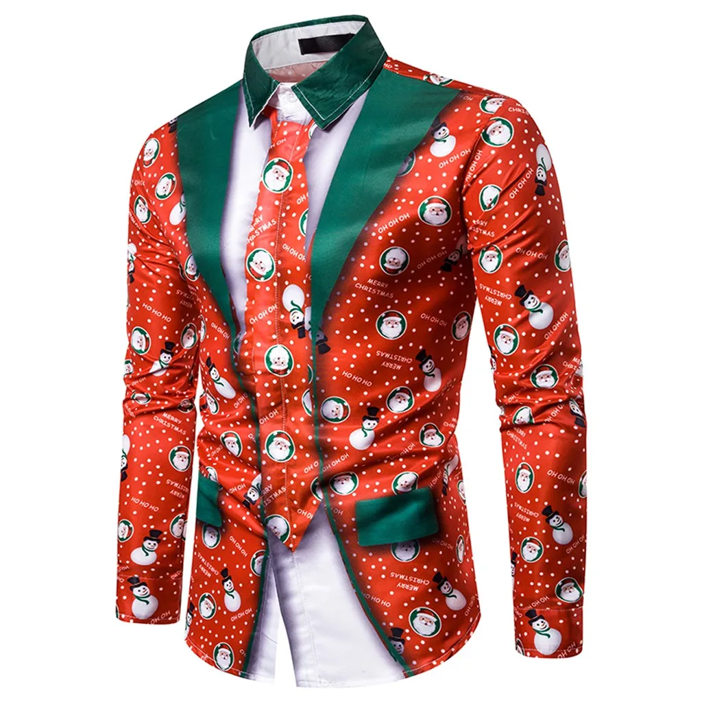 Мужская Повседневная рубашка Camisa Masculina из двух частей с принтом снежинок