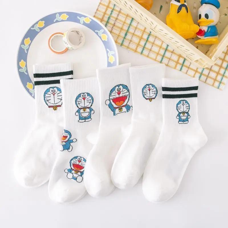 

Doraemon Мультяшные Милые Творческие персональные простые дикие китайские и японские белые ветрозащитные носки для колледжа