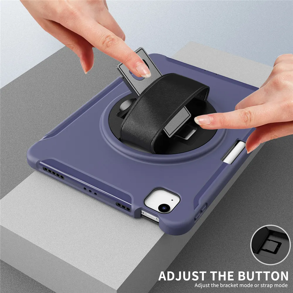 

Case iPad Air 2020 Tablet Cover Skin 360 Rotation Hand Grip Strap Full Body Protective Shell iPad Air 4 4th 10.9inch shell