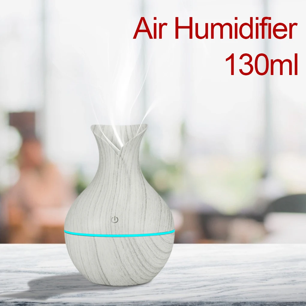 

USB Humidifier Electric Wood Grain Essential Oil Diffuser Vase Mist Air Atomizer LED Sprayer for Home Office Car Air Humidifier