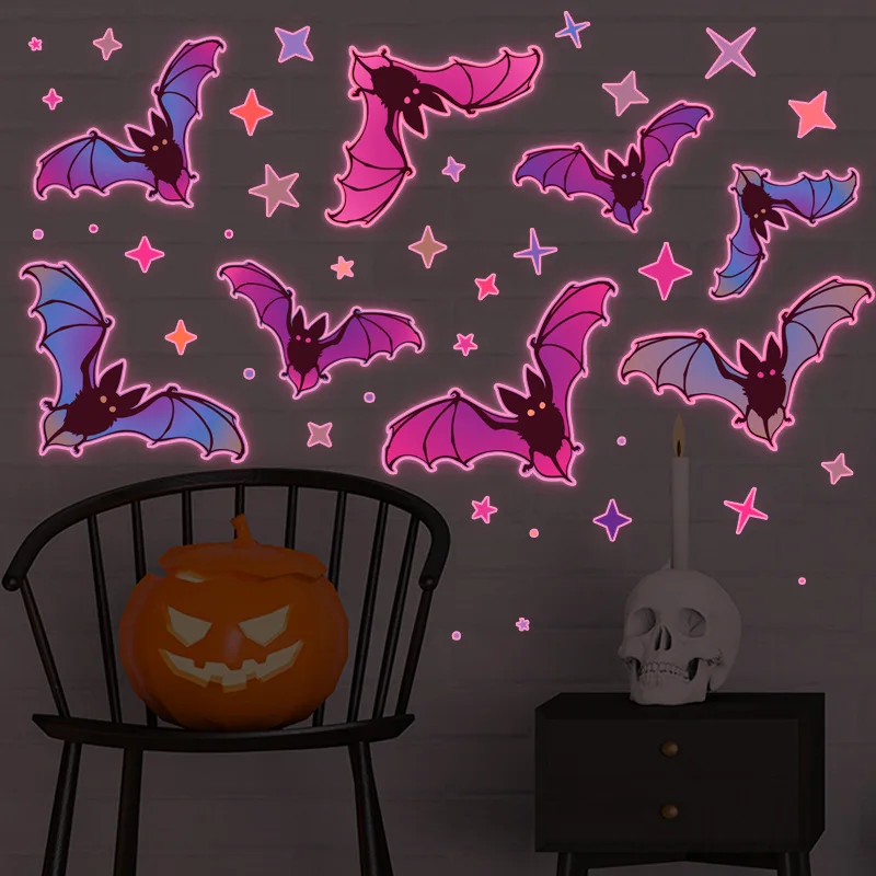 

Halloween Luminous Tattoo Stickers Ghost Witch Pumpkin Bat Kids Fake Tattoo Glowing in Dark Waterproof Temporary Tattoo Stickers