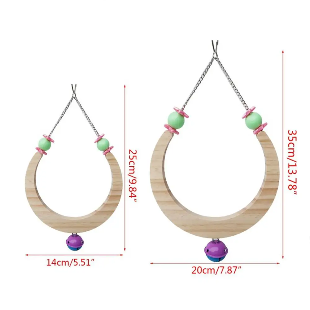 

Wooden Moon-shaped Bell Interactive Swing Standing Ladder For Parrot Bird Toys