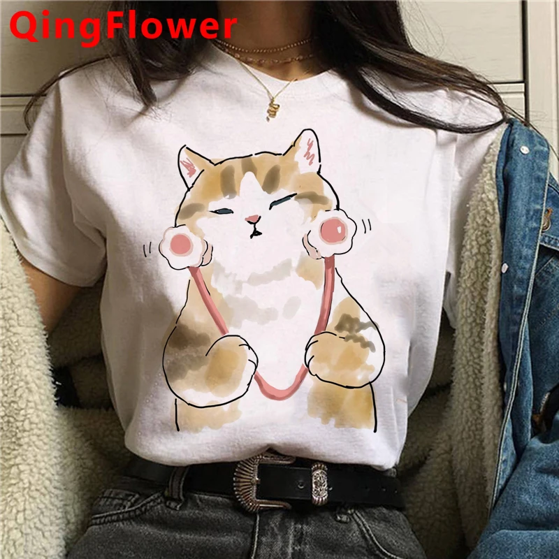 

Kawaii Cat/одежда с длинным рукавом для женщин harajuku kawaii harajuku размера плюс tumblr футболки для пары в винтажном стиле