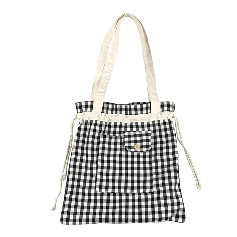 

Корейская Ретро Холщовая Сумка в клетку, женская сумочка-тоут в японском стиле Харадзюку, Студенческая сумка на ремне