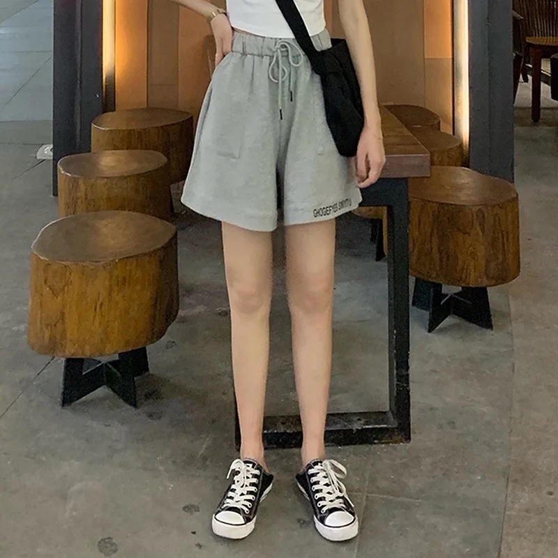 

2020 summer new pants women's fashion Korean elastic High Waist Wide Leg casual slim sports shorts