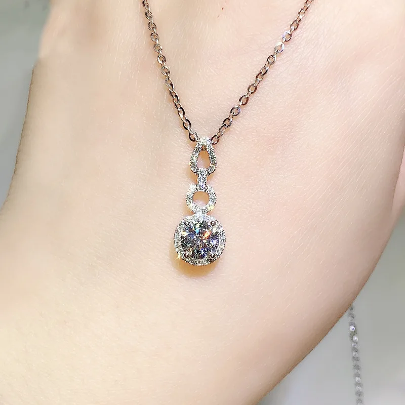 

Solid 925 Silver Color Necklace Real Moissanite Pendant Women Natural Bizuteria Topaz Gemstone Jewelry Pendant S925 Necklaces