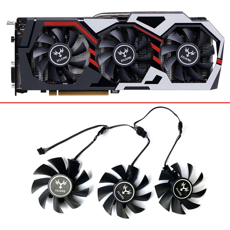NEW 3PCS 75MM 4PIN GTX 1060 GPU Cooler Graphics Fan For Colorful iGame GTX1060 GTX 1070Ti GTX 1080 GTX 1050 RTX Video Card Fans