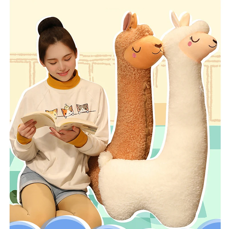 

Alpaca Plush Toy Soft PP Cotton Sleeping Pillow Cute Animal Doll Throw Pillow For Children Removable Washable Cushion Home Decor