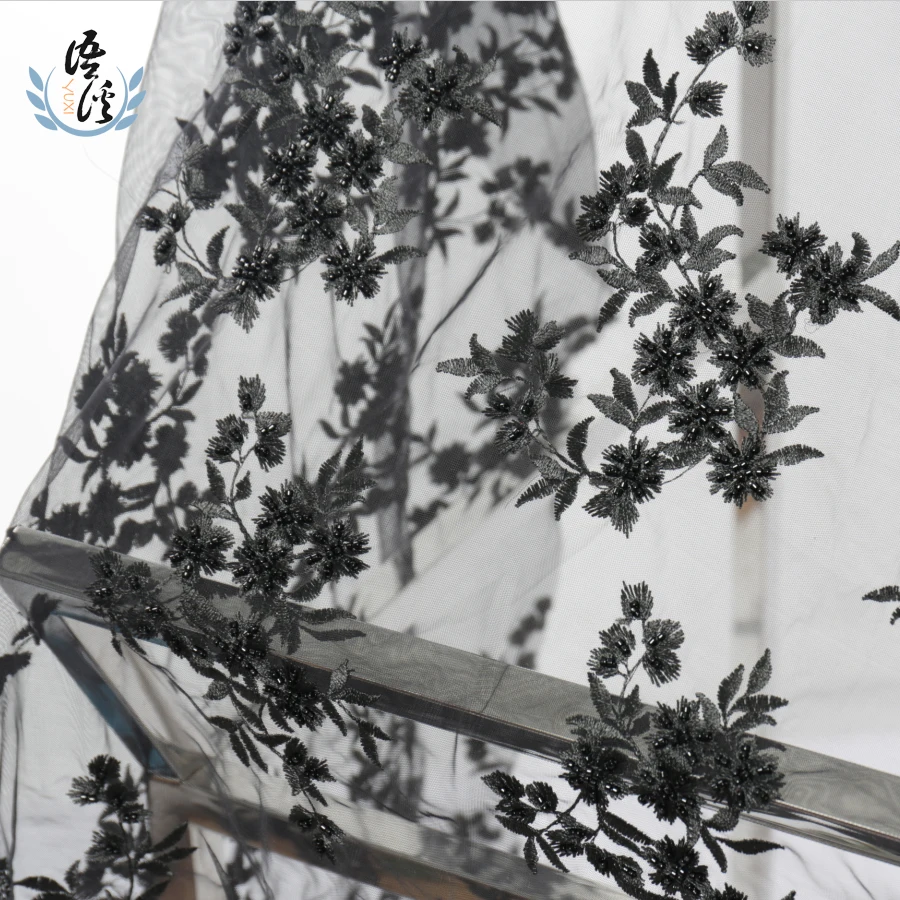 5 ярдов Новая трехмерная ткань с вышивкой ажурное волокно Ткань пятно вышивка