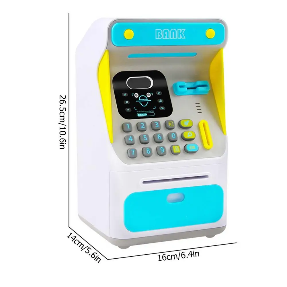Hucha de ahorro creativa para ni&ntilde;os, caja de dinero de simulaci&oacute;n ATM, m&aacute;quina de dep&oacute;sito en efectivo, estuche de almacenamiento de monedas, juguete para juego de imitaci&oacute;n-5