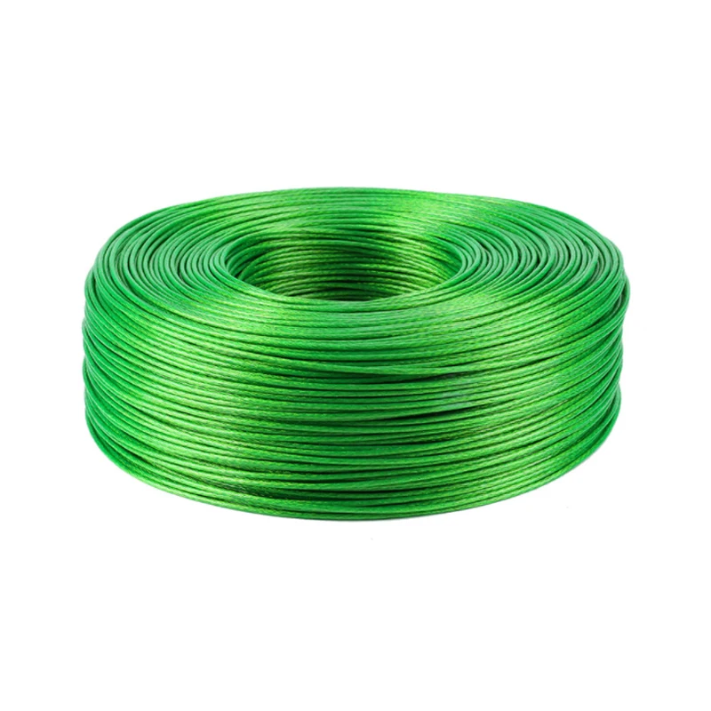 

100 Meters Steel wire Green PVC Coated Flexible Wire Rope Cable Stainless Steel for Clothesline Greenhouse Grape rack shed 2mm