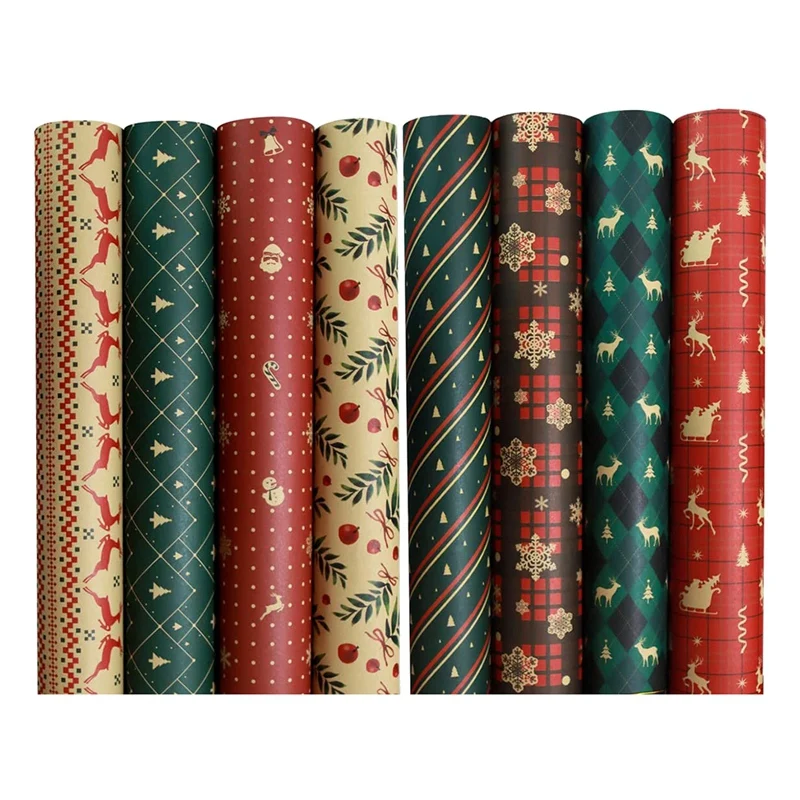 

Wrapping Paper Sheets,For Christmas Birthday Party Wrapping Paper Set of 8 Gift Wrap Papers,Present Gift Wrapping Paper