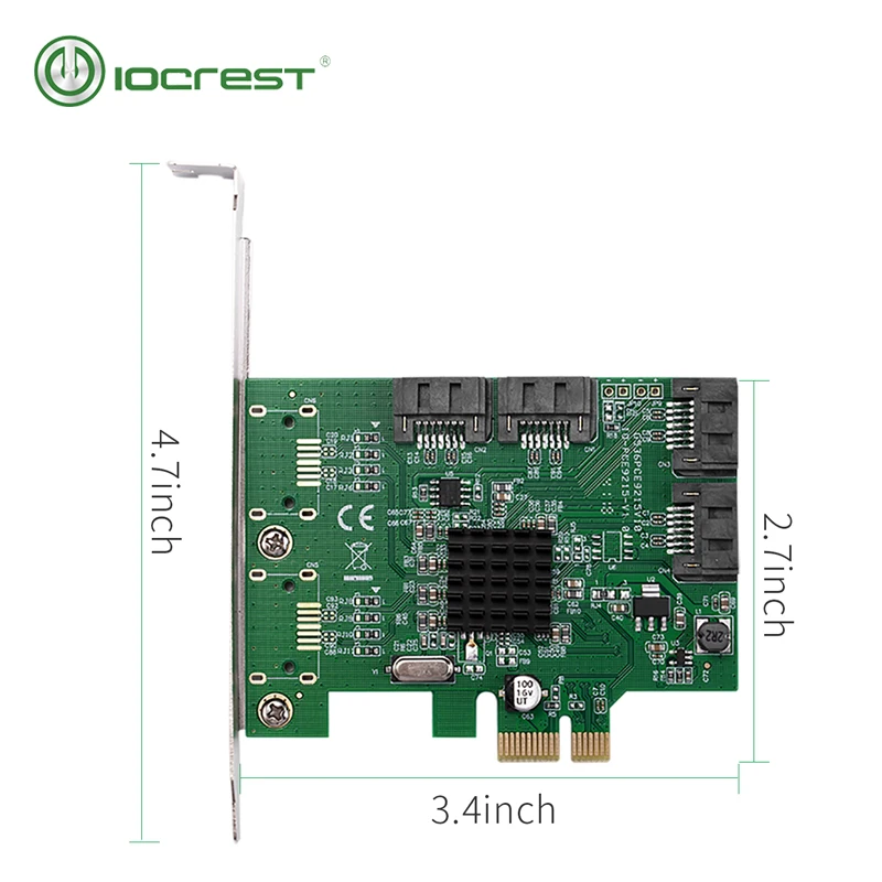 IOCREST PCIe 4 порта 6G SATA III 3 0 карта контроллера Marvell 88SE9215 Non Raid 2 0x1 Расширительная