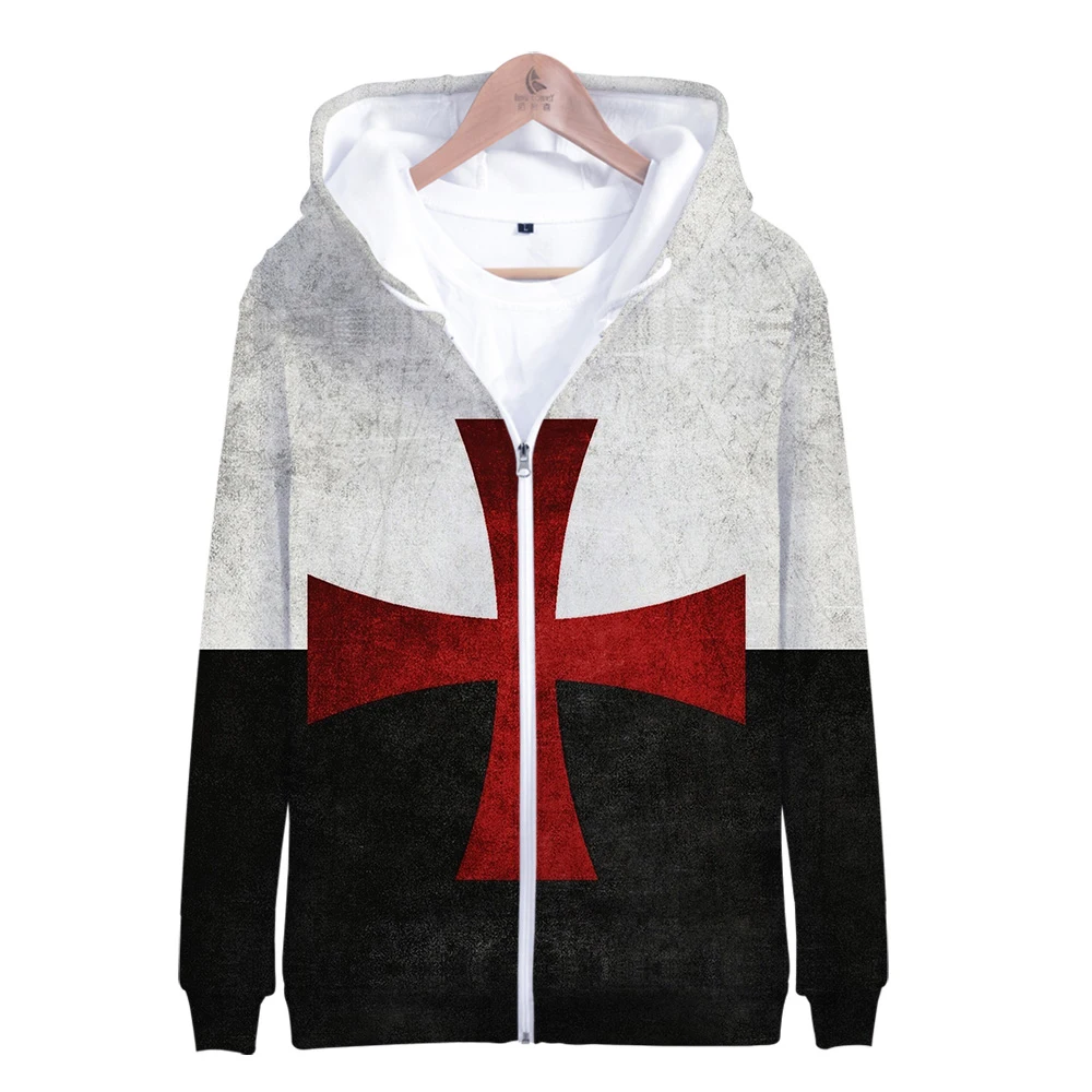 

2020 Fashion Knights Templar Hoodies Men/women Hip Hop Zipper Jacket Sweatshirts Harajuku Spring Winter Hoodie Boy Pullovers