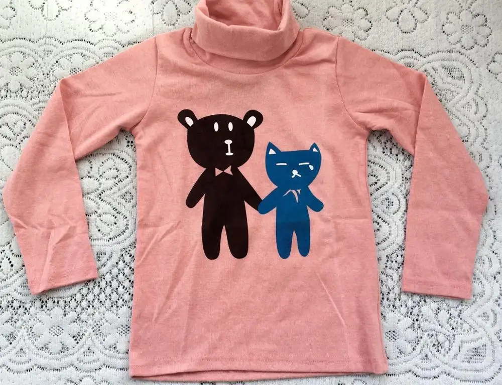 

Kids long sleeve High collar T-shirt girls boys warm turtleneck t shirt children spring autumn fall tops tee boy bear clothes