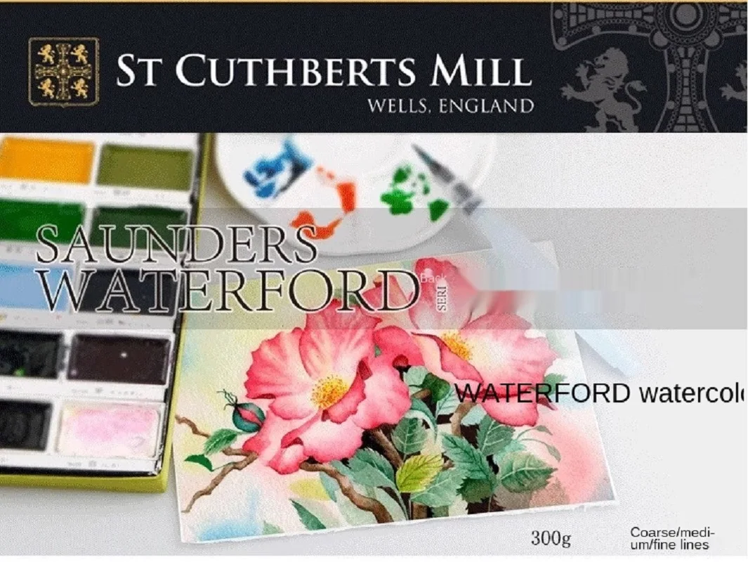 UK SAUNDERS WATERFORD watercolor paper 300g 100% cotton fine/medium/rough 8K 16K aquarelle paper school supplies