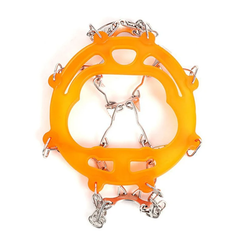 

10-Teeth Claws Crampons Non-slip Shoes Cover Stainless Steel Chain Overshoes Traction Cleats Grippers Ski Hiking Climbing 1 Pair