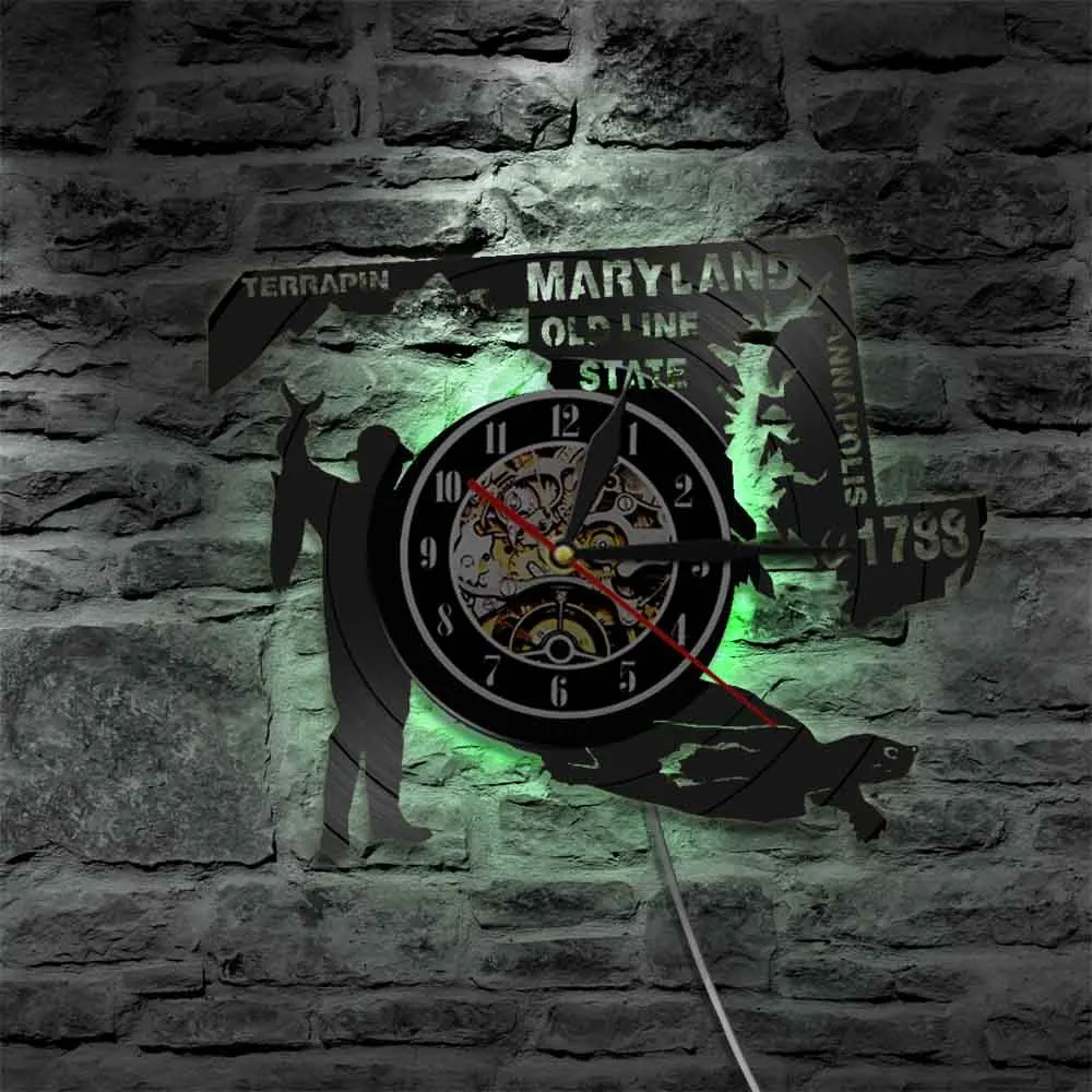 Old Line State Maryland Hunter Terrapin Wall Art Home Clock USA Annapolis Vinyl Record Vintage Watch | Дом и сад
