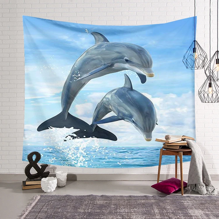 

PLstar Cosmos Cute dolphin colorful animal Tapestry 3D Printing Tapestrying Rectangular Home Decor Wall Hanging New style-3
