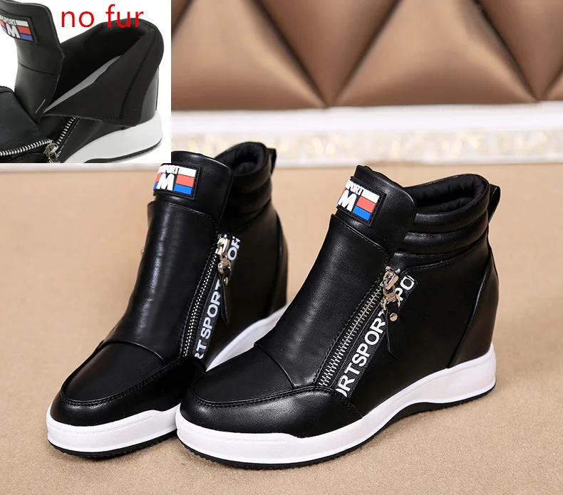 

WDHKUN Winter Fur Sneakers Platform Woman 2018 Autumn High Top Female Casual Shoes Wedge Side Zipper Fashion Warm Snow Sneakers