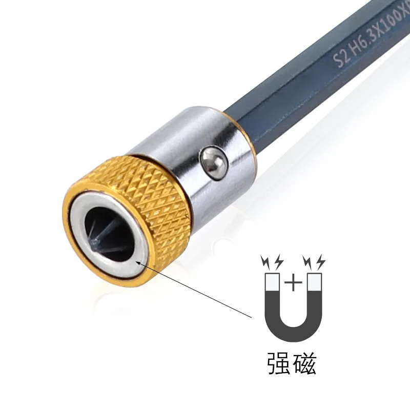 1pc Universal magnetic ring steel sleeve yellow Metal Strong Magnetizer Screw Pick Up Tool for 1/4&quot 6.35mm screwdriver Bits |
