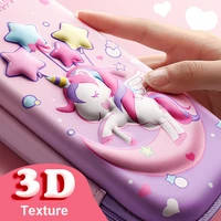 3d eva pencil case waterproof storage box pink unicorn cartoon pen bag for school girl kawaii stationery organizer gift